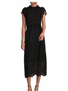 Tyler Boe Jessica Eyelet Ruffled Midi Dress